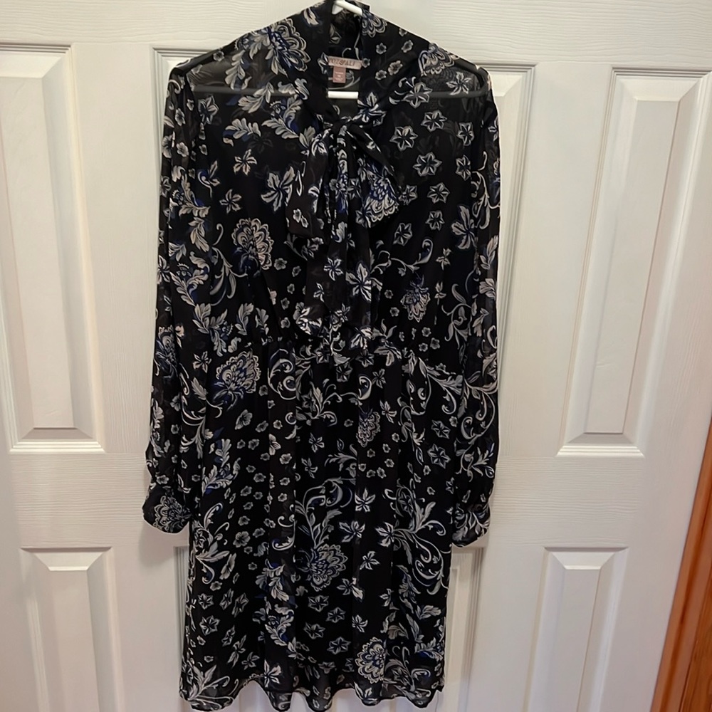 Navy blue floral high low dress